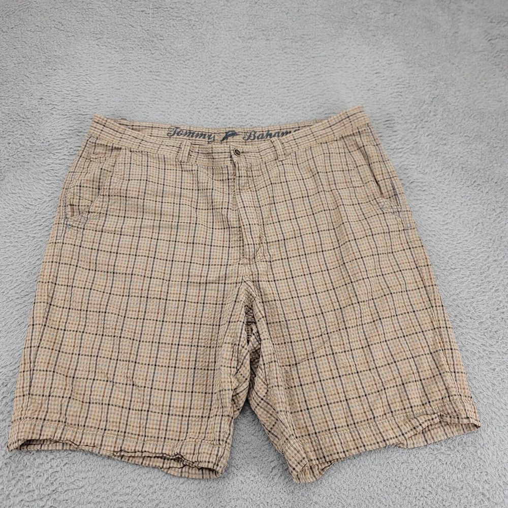 Tommy Bahama Shorts Mens 40 Brown Plaid Casual Bermuda Pockets Outdoors Classic
